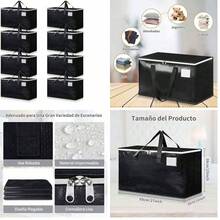 Cajas Mudanza, 8PCS Cajas de Almacenamiento, Bolsas de Mudanza de Gran Capacidad, Cajas para Mudanza con Asas Reforzadas y Bolsillo para Etiquetas, Plegable Organizador de Ropa para Mudanza(Negro) - negro1 - Ver 9