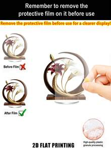 1 pieza Decoración de escritorio de acrílico 2D con diseño curvo y floral elegante, ideal como regalo del Día de San Valentín, decoración de fiestas, para el hogar y escritorio de oficina, decoración de sillas de cafetería y bar, de uso múltiple - Vistoso - Ver 5