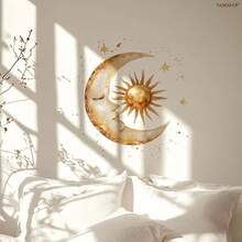 1件波西米亚风格日月金色墙贴，3D立体防水防油PVC墙贴，适用于斋月、卧室、厨房、客厅 - 彩色 - 查看 5