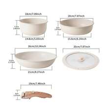 Set di pentole e padelle - Set da 9 Pezzi Bianco Elasticizzato - Visualizzare 3