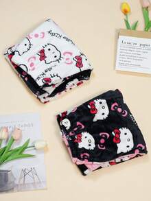 2pcs Sanrio Authorized Flannel Pajamas, Cute Hello Kitty Women Casual Lounge Pants, Pink Cartoon KT Print, Fashionable Autumn Sleepwear - Multicolor - View 6