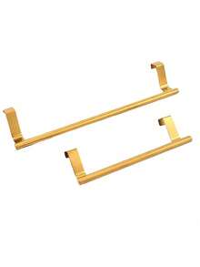 1pc Stainless Steel Towel Bar, Bathroom Door Mounted Towel Rack, Bathroom Accessories, No Drill Cabinet Door Mounted Cloth Towel Holder, Single Bar Cabinet Door Mounted Towel Rack - Multicolor - View 2