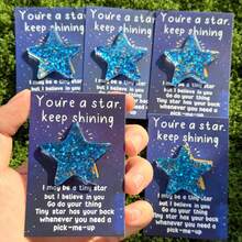 1/4/5个装励志树脂星星装饰品,配有激励语录“你是一颗闪亮的星星,继续闪耀”,是考试、手术、困难时期、祝愿好运、感恩节、生日、情人节的安慰和鼓励礼物。 - 彩色 - 查看 15