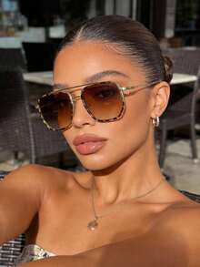 1pc Women's Aviator Frame Classic Fashion Y2K Style, Suitable For Outdoor Daily Driving, Camping, Music Festivals And Other Occasions - Multicolor - View 1