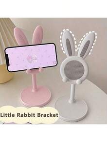1pc/Cute Desktop Phone Holder, Adjustable Rabbit Shape Phone Holder - The Perfect Companion For Students' Desks, Suitable For Lazy Time, And The Best Birthday And Graduation Gift Among Desktop Accessories - White - View 2