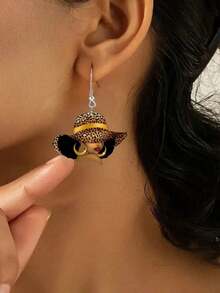 1 Pair Of Elegant And Sexy Women's Pendant Earrings, Acrylic Printed Design, Stainless Steel Ear Hooks, Lightweight And Stylish, Suitable For Everyday Wear, Parties, Celebrations, Holiday Gifts, Christmas And Other Occasions. - B - 查看 2