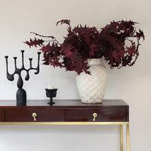Artificial Fall Coral Leaves Stems 8 PCS, Fall Decorations For Indoor Outdoor Halloween Than1ks 1giving Farmhouse Arrangement Decorations For Front Door Wedding Centerpieces In Autumn - 珊瑚葉(勃根地) - 查看 8