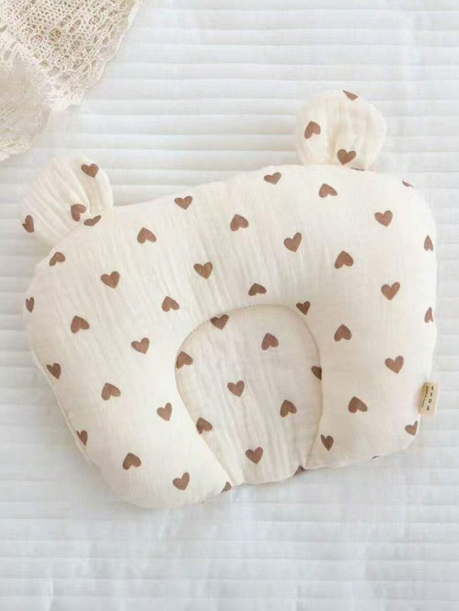 1pc Heart-Shaped U-Neck Baby Anti-Tilt Shaping Pillow, Breathable Soft Neck Support Pillow, All Season, Washable, 20*25cm - Love - View 1