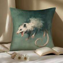Modern Opossum Print Pillow Cover, 18x18 Inch, Farmhouse Decor With Single-Sided Animal Design, Envelope Closure & Machine Washable For Living Room, Bedroom, Sofa, Bed, Car, Bedroom Accent, Farmhouse Style, Polyester Pillowcase - 樣式 4 - 查看 4