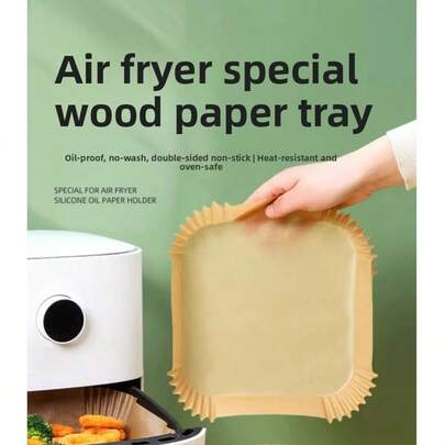 100Pcs,Air Fryer Parchment Paper, Silicone-Coated Greaseproof Paper, Disposable Baking Cups & Grilling Sheets For Cooking And Baking