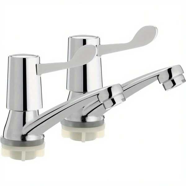 Chrome Plated Copper 2pcs Body Lever Basin Sink Taps With Metal Knobs - Single Handle One Hole Hot Cold Twin Taps Pair Kitchen, Bathroom Sink Mixer Bathroom Sink Taps