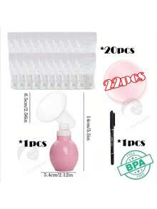 Extractor Saca Materna Manual Lactancia Recolect Leche Bolsa - Rosa Pálido - Ver 2