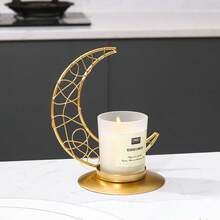1Pc/Set Crescent-Shaped Metal Candle Holder With Wrapped Wire Design. Made From Metal Wire And A Metal Base, This Candle Holder Features A Minimalist Modern Style. Its Shape Consists Of A Crescent Frame With An Internal Wrapped Openwork Pattern - Multicolor - View 8