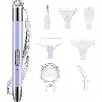 Conjunto de canetas luminosas de carregamento USB, com 6 cabeças de caneta de reposição, lupa, para pintura diamante