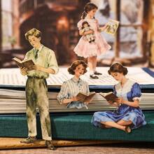 人物阅读贴纸书，20张剪贴簿纸，25张预裁切和纸贴纸和5张纸质贴纸，适用于日记、剪贴簿、子弹笔记、计划本、日记本，剪贴簿用品套装，成人手工艺术 - R - 查看 6