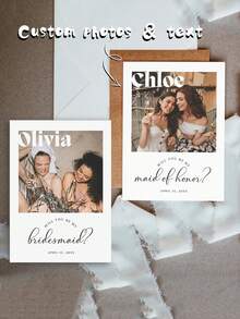 1张定制伴娘邀请卡,可印制情侣照片,个性化伴娘邀请卡,伴娘照片邀请卡。你愿意做我的伴娘吗?婚礼邀请函,婚礼用品,婚礼装饰,伴娘派对卡片。婚礼、节日派对、父亲节和毕业季最受欢迎的礼物,可赠送给家人、姐妹、闺蜜和朋友。 - 多色 - 查看 5