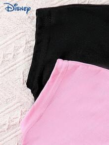 Disney 4件套迪士尼星际宝贝女童夏季套装，包括插肩袖爱心印花T恤和纯色弹力腰短裤，可爱情人节户外休闲假日装扮 - 彩色 - 查看 6