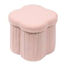 Pink Ottoman Storage BoxFolding Storage Seat Box Small Footstool For Living Room Kid's Toy Chest Box Teddy Flower Shape 32x32x32cm - Pink - View 1