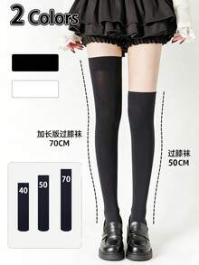 1-2 Pairs Over-The-Knee Socks For Women, Thigh High Socks With Silicone Non-Slip Grip, Comfortable Knee High Socks For Spring, Autumn, Winter - Multicolor - View 2