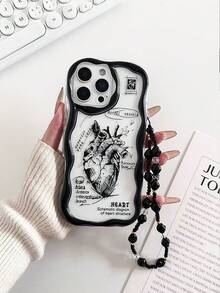 Heart Cream Texture Transparent Glossy Painted Cartoon Phone Case With Chain, Compatible With IPhone 14, 14 Pro, 14 Pro Max, 13, 13 Pro, 13 Pro Max, 11, 11 Pro Max, 12, 12 Pro, 12 Pro Max, XR, XS, 15, 15 Pro, 15 Pro Max, 16, 16 Pro, 16 Pro Max, 17, 17 Pro, 17 Air, 17 Pro Max, Galaxy S24, A04, A12, A13, A14, A23, A24, A32, A33, A51, A52, A53, A54, A72, 20 FE, Redmi 9, Redmi 9A, Shockproof Phone Protective Cover - Multicolor - View 1