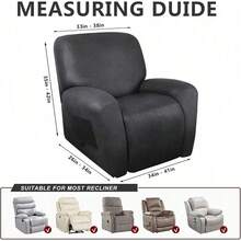 Trugenix-Recliner Sofa Covers - Leather Like Recliner Sofa Covers 3 Seater Recliner Couch Covers For 3 Cushion Couch 8 Pieces Washable Stretch Reclining Sofa Slipcovers (Brown)-GP - 01-深灰色 - 查看 2