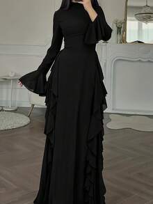 ii 黑色女士春季优雅长裙 - 黑色 - 查看 3