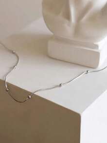 S925 Sterling Silver Letter Necklace, 14K Gold Plated, Customizable 26 A-Z Letter Pendant, Elegant Jewelry, Valentine's Day Gift, Women's Choice - Silver - View 7