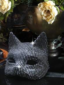 1pc Crystal-Studded Masquerade Mask For Women, CosplayProp,Sexy Accessory For Party & Bal Back To School - Multicolor - View 2