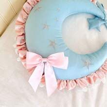 1pc Soft Blue Starry Dream Throw Pillow, Dreamy And Romantic With Moon & Star Elements, Fashionable And Cute INS Style Pillow, Essential For A Girl''s Room