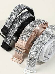 Y2K Sparkly Rhinestone Bra Straps For Women, Removable Adjustable Anti-Slip Crystal Bra Strap Replacements, Perfect For Wedding Party Evening Dress Off Shoulder Tops - Multicolor - View 4