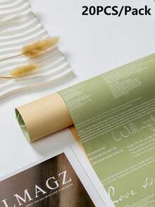 20pcs/Pack Waterproof Dual-Color English Floral Wrapping Paper, Flower Bouquet Packaging Material - 20PCS/Pack - View 18