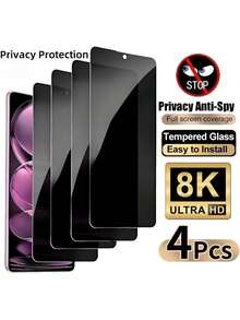 4 buah Pelindung Layar Kaca Tempered Privasi, Kompatibel dengan Redmi Note 14/13 Pro 4G/5G, 12 Pro Plus, 11, 11S, 10, 10S Pro, 15T, 14T, 13T Pro, 11T, 11 Lite 5G/NE, Kekerasan 9H, Film Kaca Tempered Ultra Jernih, Pelindung Layar Anti-Intip - Clear - View 32