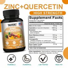 TAOTERS Quercetin Zinc  - With Black Elderberry, Bromelain, Vitamin C - Supports Skin, Cardiovascular And Immune Health,  For Men And Women - 120 Capsules - 1 Bottle(1 瓶) - 查看 2