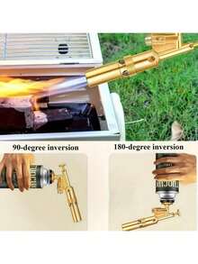 Upgraded Portable Multi-Purpose Flame Gun With Cooking Torch Head - Durable Metal Construction - 360-Degree Rotatable - Perfect For Kitchen, Cooking, Baking, And BBQs - No Batteries Required (Butane Gas Included) - Yellow - View 5