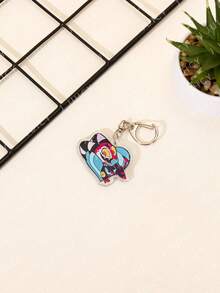 1pc Acrylic Cute Cartoon Heart-Shaped Anime Theme Keychain Pendant, Backpack Decoration/Bag Accessory/Schoolbag Accessory/Wallet Pendant, Gift For Friends - Multicolor - View 12