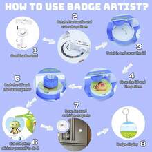 1 Set Button Maker Machine,55mm&35mm(1.37inch&2.16inch) Multi-Size Button Maker Kit With Round/Heart Shape,Capable Of Making Fridge Magnets Keychains Brooches 3in1 Badge Machine With Button Parts,Stickers,Circle Cutter,Scissors,DIY Crafts & Personalized Gifts,Installation-Free(Some Accessory Colors Are Random) - Multicolor - View 6