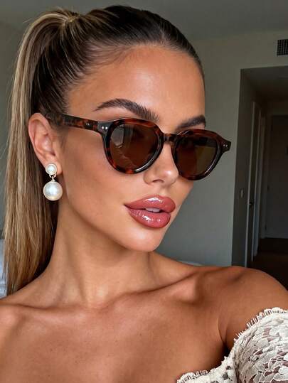 1 Pair Unisex Fashionable Round Leopard Print Brown Luxury Sunglasses, Suitable For Party, Travel, Electronic Music Festival, Sports Style, Driving, Holiday Outfits, Beach, Outings, Summer Accessories, Vacation, Family Outings, Golf, Hiking, Elegant Attire, Street Style Accessories, Sports, Outdoor Activities, Street Style, Fishing