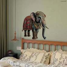 1片创意3D大象墙贴，防水防油PVC材质，适用于卧室、客厅、厨房装饰，适合斋月及其他节日。 - 彩色 - 查看 3