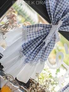 1件法式荷叶边格子韩式小窗帘，田园风格经典多色半遮光卧室窗帘隔断，适合日常装饰和节日使用 - 彩色 - 查看 7