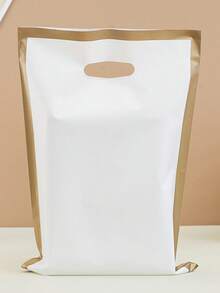 50pcs Thick Gift Bags With Handles, Plastic Party Candy Bags With Gold Trim, Suitable For Various Holiday Parties - Multicolor - View 11