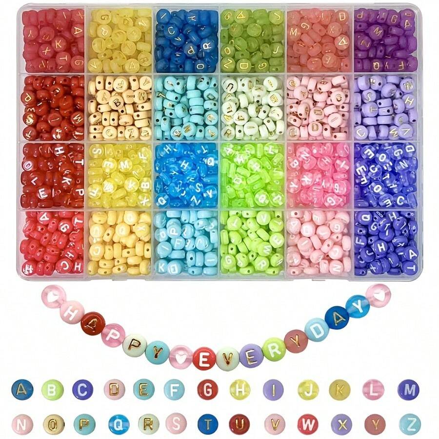 1000pcs 26 Pcs English Alphabet Bracelet Jewelry Making Kit - Mixed Color Letters - View 1