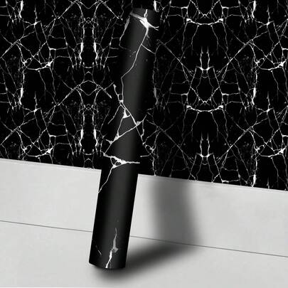 1 Roll Of Black Marble Pattern Wall Decal, Removable Wall Sticker, Natural Landscape Dark Background Mural Home Decor Wall Art, Dimensions 11.8/15.7/17.7 Inches X 6.5/9.8/16.4 Feet, Renovating Peel-And-Stick Wall Panels, Wallpaper Decoration, Spring Home Refresh Elements, Rama Decorative Stickers For Birthday And Graduation Gifts, Holiday Home Decor, Eid Al-Fitr, Valentine's Day Backdrop Decor