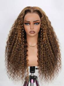 34 Inch Ombre Honey Blonde Lace Front Wig Human Hair 13x4 Highlight Curly Lace Front Wig Human Hair Pre Plucked With Baby Hair 4/27 HD Lace Wig Human Hair 250% Density Colored Wigs - S4/27 - 查看 1