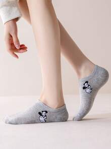 Disney 1/5/10/20 Pairs Women/Couple Ankle Socks, Classic Black White Gray Cartoon Mickey Minnie Mouse Pattern Decoration, Simple Soft Comfortable Campus Style Invisible Socks, Personalized Fashion Breathable Moisture-Wicking Black, Suitable For Daily Life, Birthday Party, Outdoor Sports, Campus Activities, Holiday Gatherings, Multiple Combinations Available
