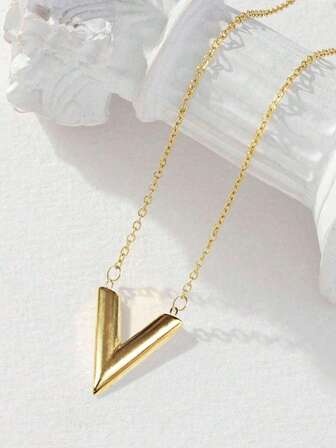 1pc Classic V-Shaped Pendant Necklace, Fashionable & Versatile