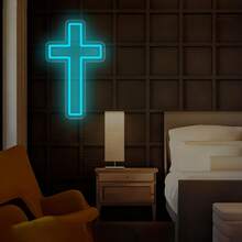 Señal de neón LED USB con tema de cruz - Esencial para fiestas festivas, luz de pared para ambiente de bar y dormitorio - Morado - Ver 6