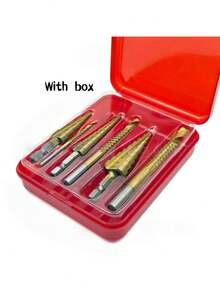 6pcs Titanium Coated High Speed Stepped Drill Bit Set, High Precision Titanium Alloy Countersink Drill Bits, Multi-Size, Multi-Purpose Drilling Tool For Wood, Metal And Plastic Materials, Ideal For Woodworking, Metalworking And Home Improvement - Gold - View 8