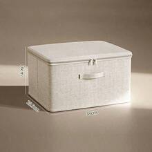 1 pieza Caja de almacenamiento con cremallera de gran capacidad en beige, plegable para viajes y mudanzas, contenedor de almacenamiento para juguetes y ropa con asa, adecuado para guardería, decoración del hogar, organización estacional, disponible en varios tamaños - Multicolor - Ver 7