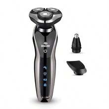 Afeitadora eléctrica 3 en 1 para hombres, afeitadora eléctrica inalámbrica recargable por USB con cuchillas flotantes 3D, recortadora de vello nasal, capacidad de batería de 600mAh - Plateado - Ver 11