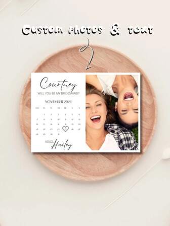 1Pc-Customized Bridesmaid Invitation Cards, Personalized Couple Photo, Personalized Bridesmaid Proposal Cards, Bridesmaid Photo Proposal Cards. Will You Be My Bridesmaid Card? Wedding Invitations, Wedding Items, Wedding Decorations, Bridesmaid Party Cards. The Most Favored Gifts For Weddings, Festival Parties, Father's Day, And Graduation Season To Give To Family, Sisters, Best Friends, And Friends